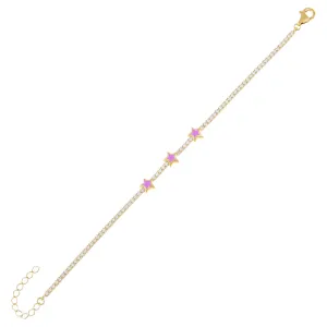 Mini Enamel Triple Star Tennis Bracelet