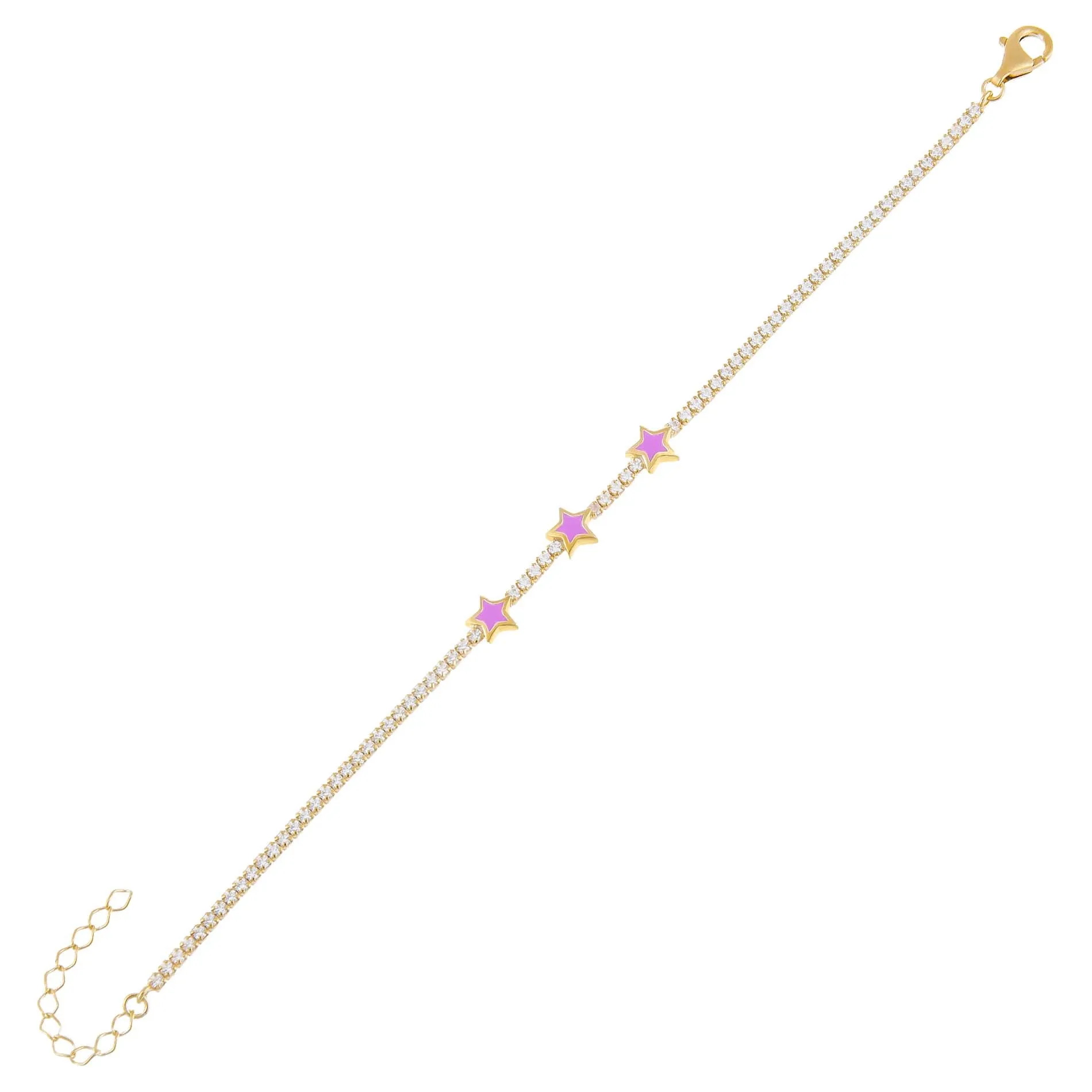 Mini Enamel Triple Star Tennis Bracelet