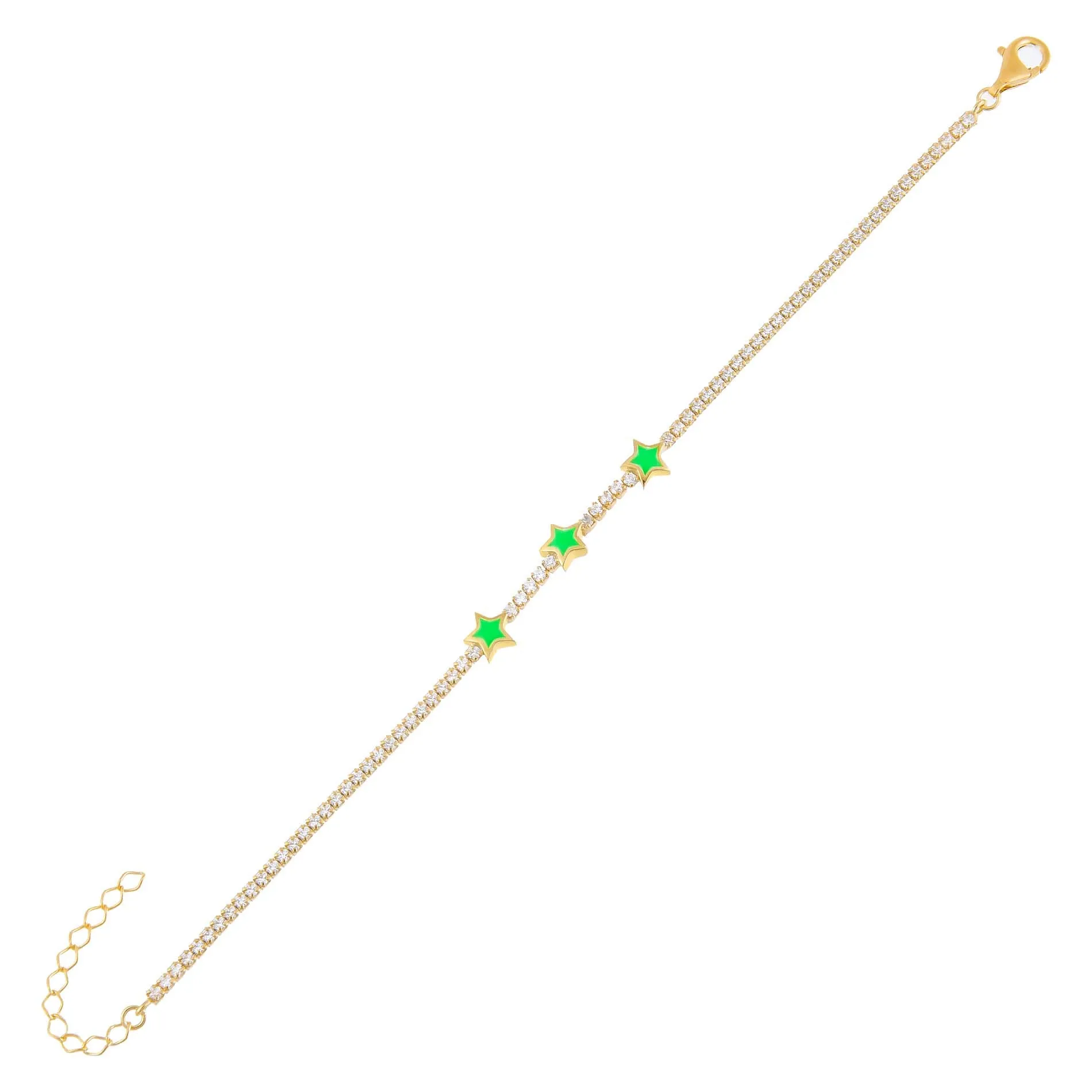 Mini Enamel Triple Star Tennis Bracelet