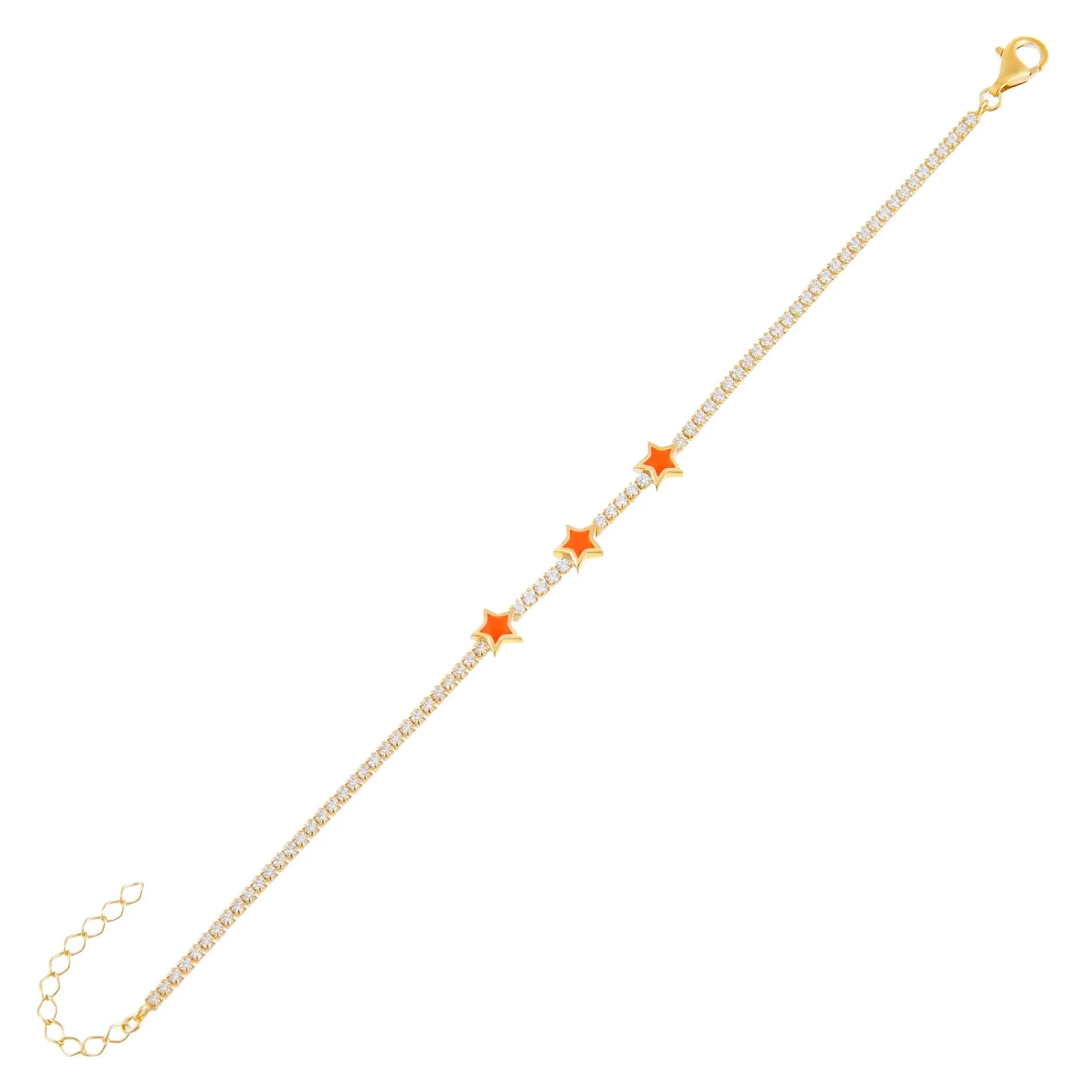 Mini Enamel Triple Star Tennis Bracelet