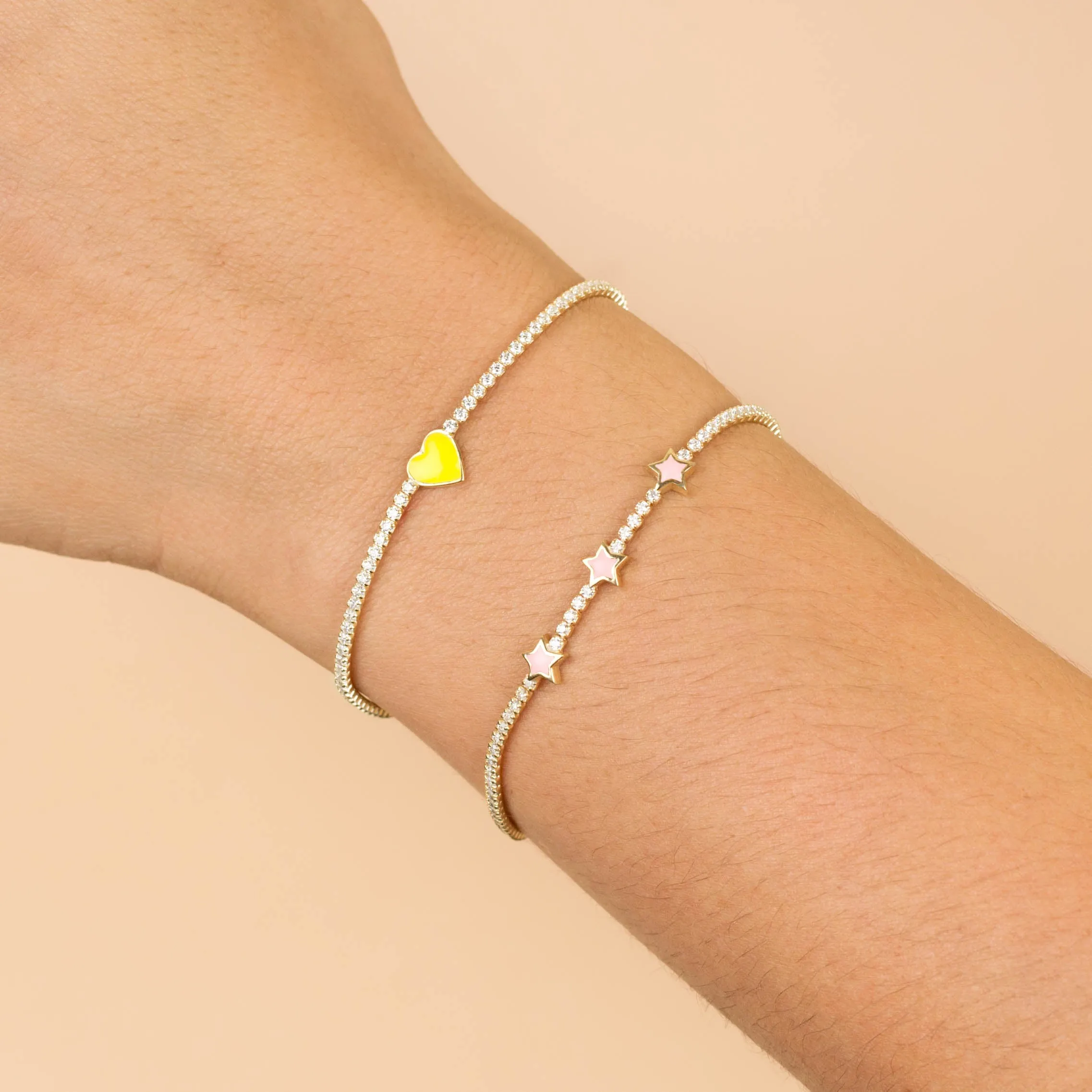 Mini Enamel Triple Star Tennis Bracelet