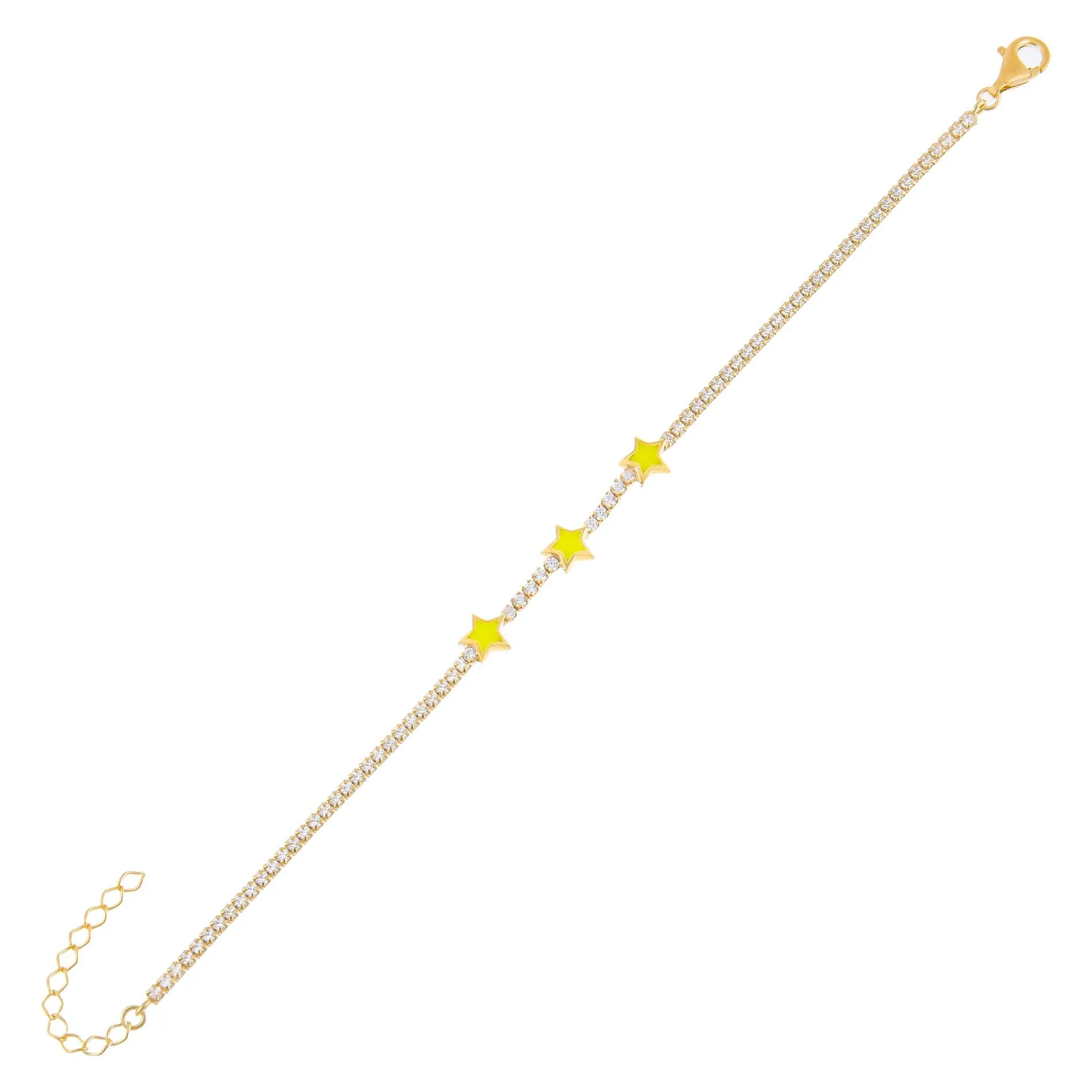 Mini Enamel Triple Star Tennis Bracelet