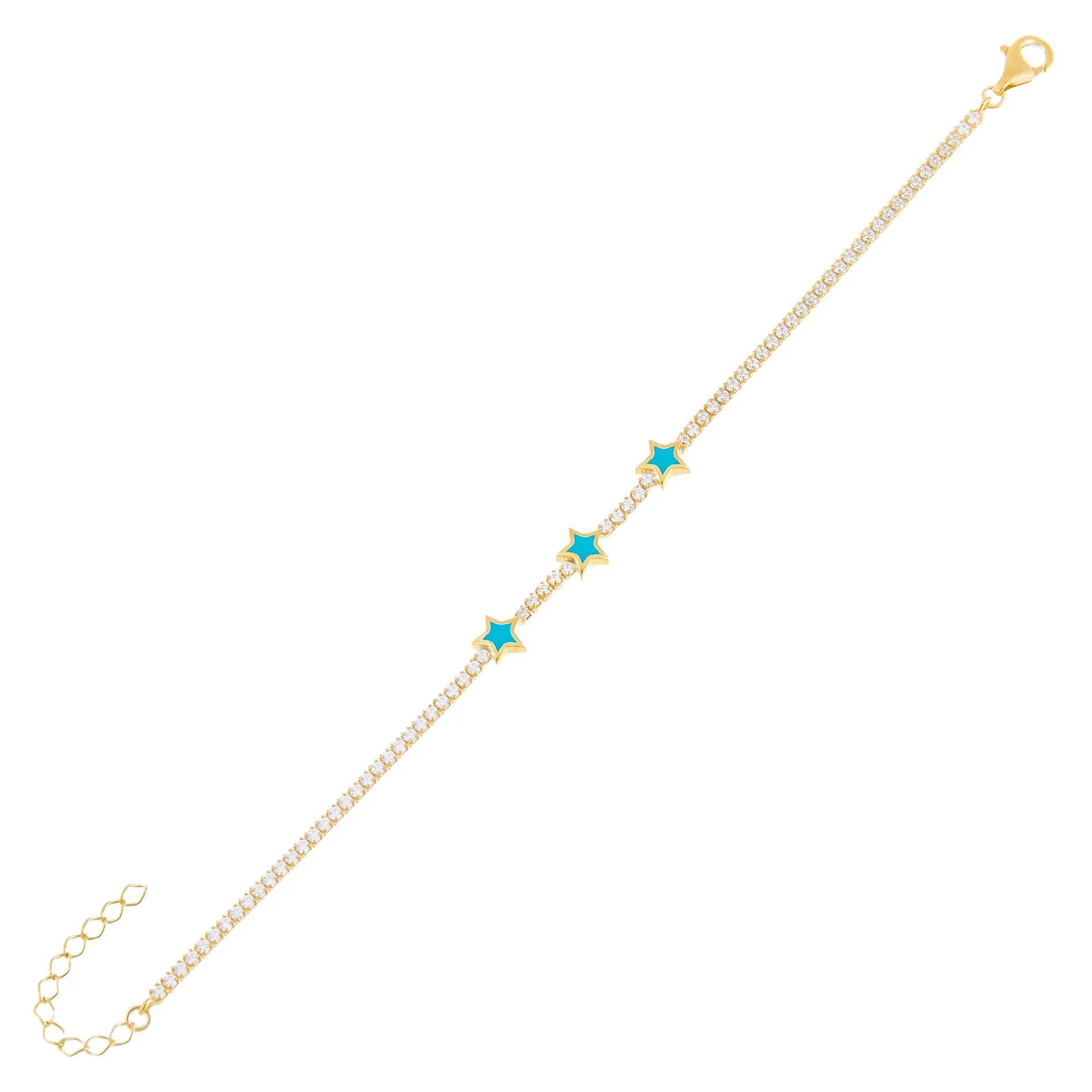 Mini Enamel Triple Star Tennis Bracelet