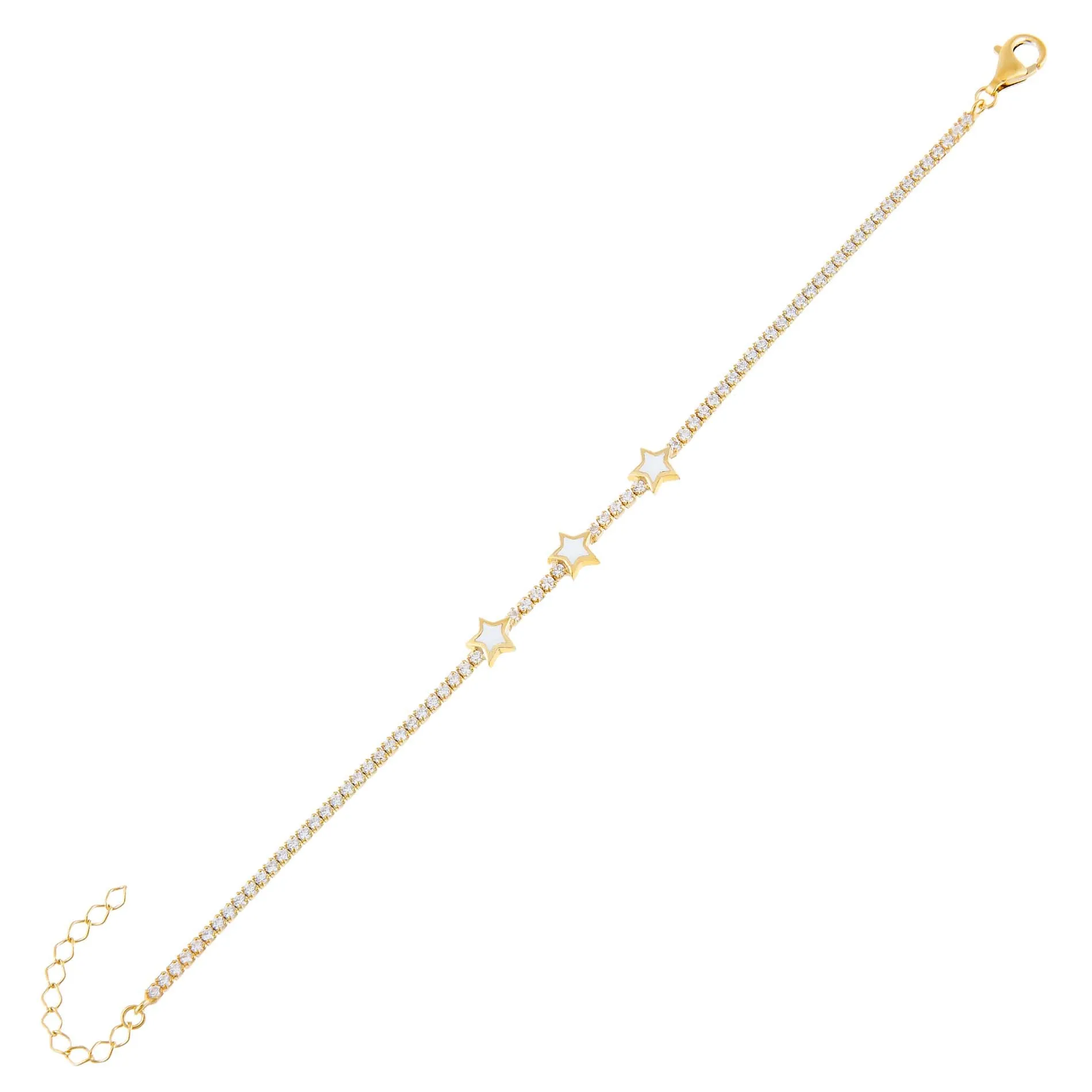 Mini Enamel Triple Star Tennis Bracelet