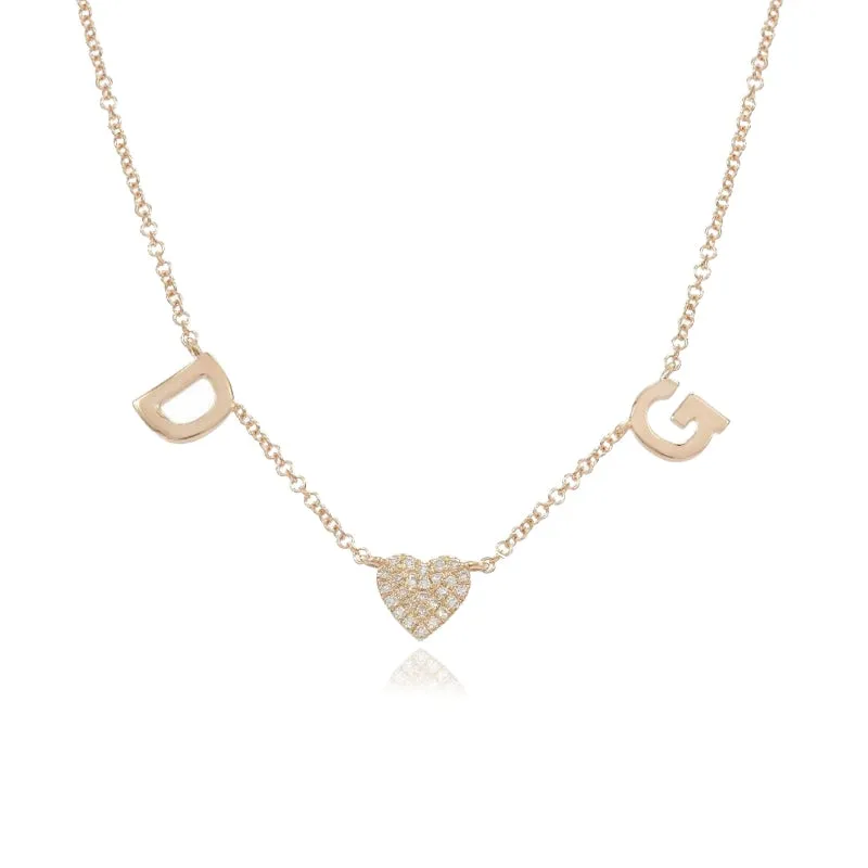 Mini Initials and Pave Charm Necklace