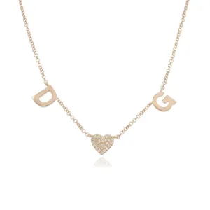 Mini Initials and Pave Charm Necklace