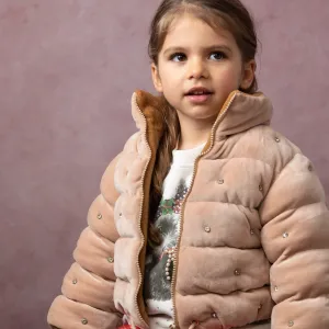 Mink Velour Diamonte Puffer Jacket