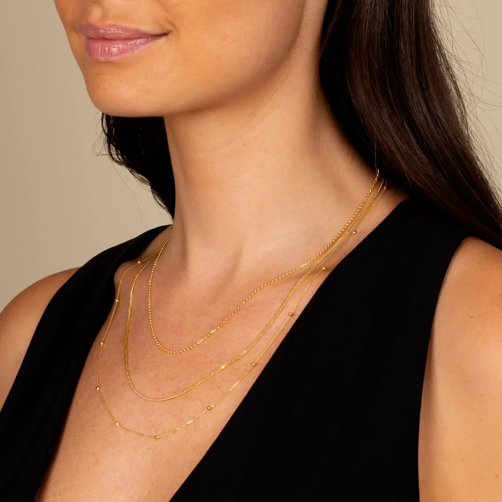 Mixed Chain Layered Necklace 14K