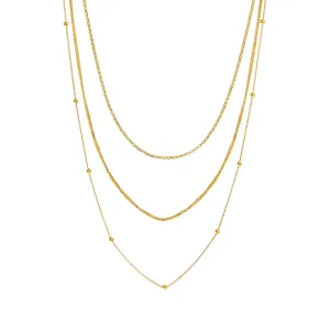 Mixed Chain Layered Necklace 14K