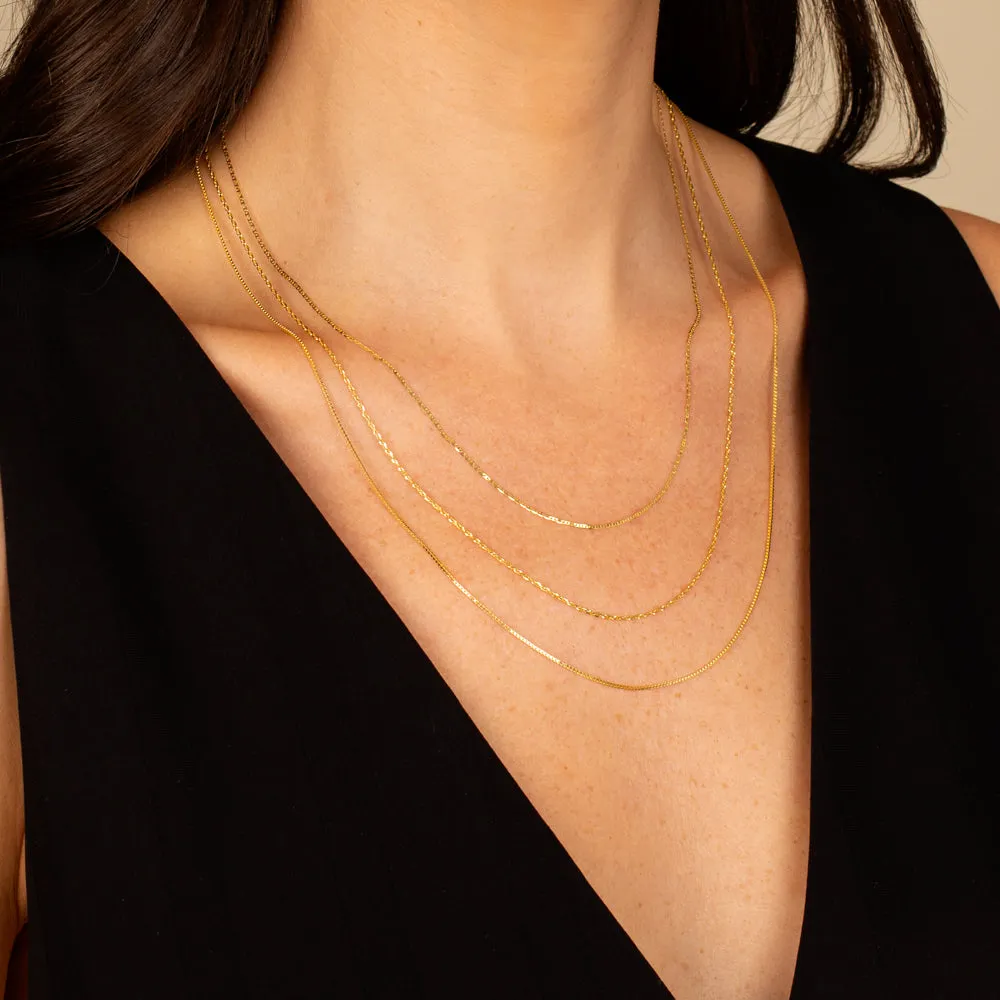 Mixed Chain Layered Necklace 14K