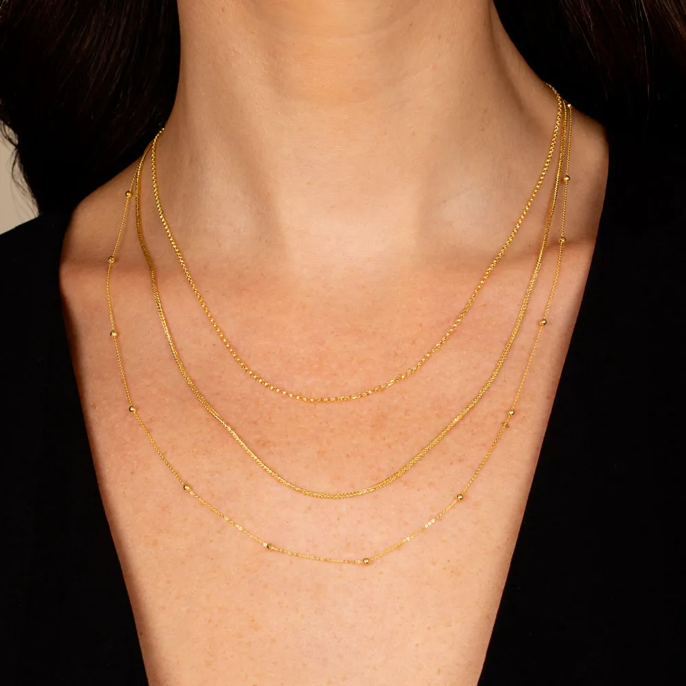 Mixed Chain Layered Necklace 14K