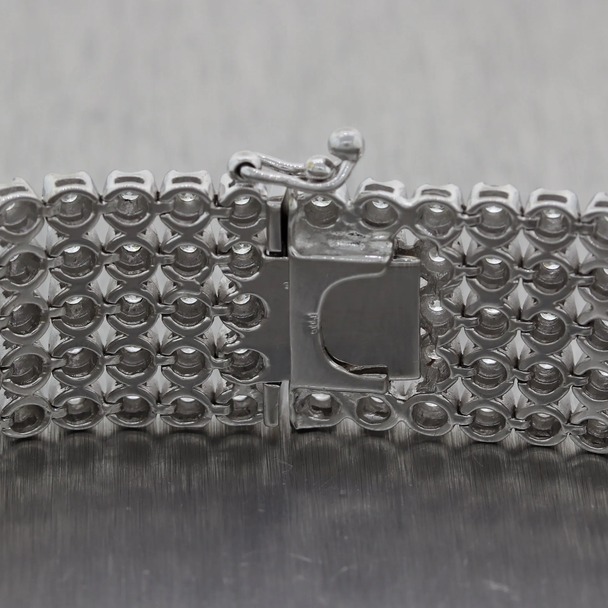 Modern 14k White Gold 5 Strand 13ctw Diamond Bracelet