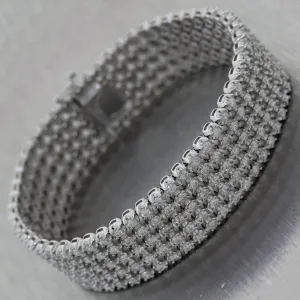 Modern 14k White Gold 5 Strand 13ctw Diamond Bracelet