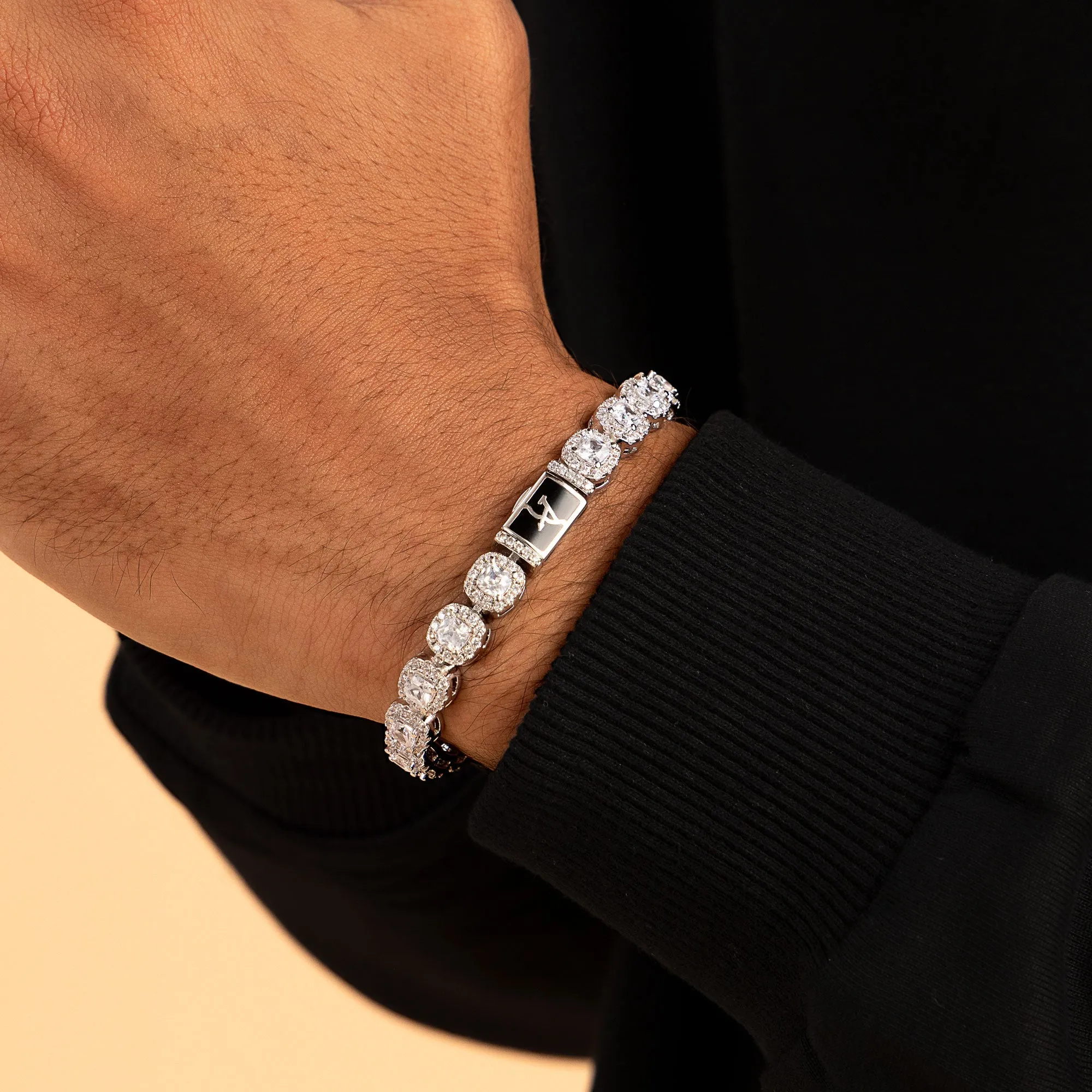 Moissanite Cushion-Cut Clustered Tennis Bracelet - 7mm