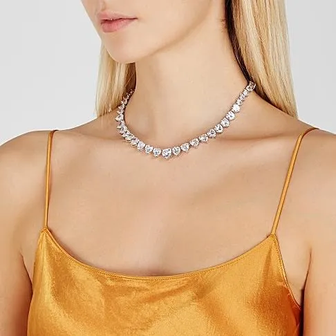 MONARCH HEART RIVIÈRE COLLAR NECKLACE - RHODIUM