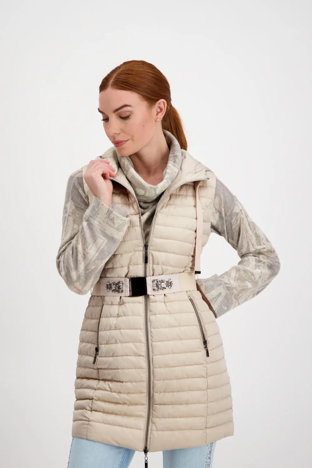 Monari Belted Long Puffer Vest M805975