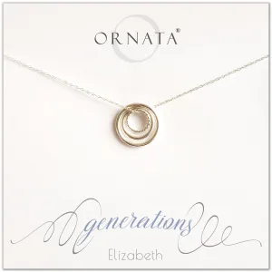 Mother's Day Jewelry - Three Generations Sterling Silver Necklace - Personalized