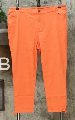 MOTTO Women's Plus Size Stretch Sateen Tie Hem Cropped Pants Coral 18W