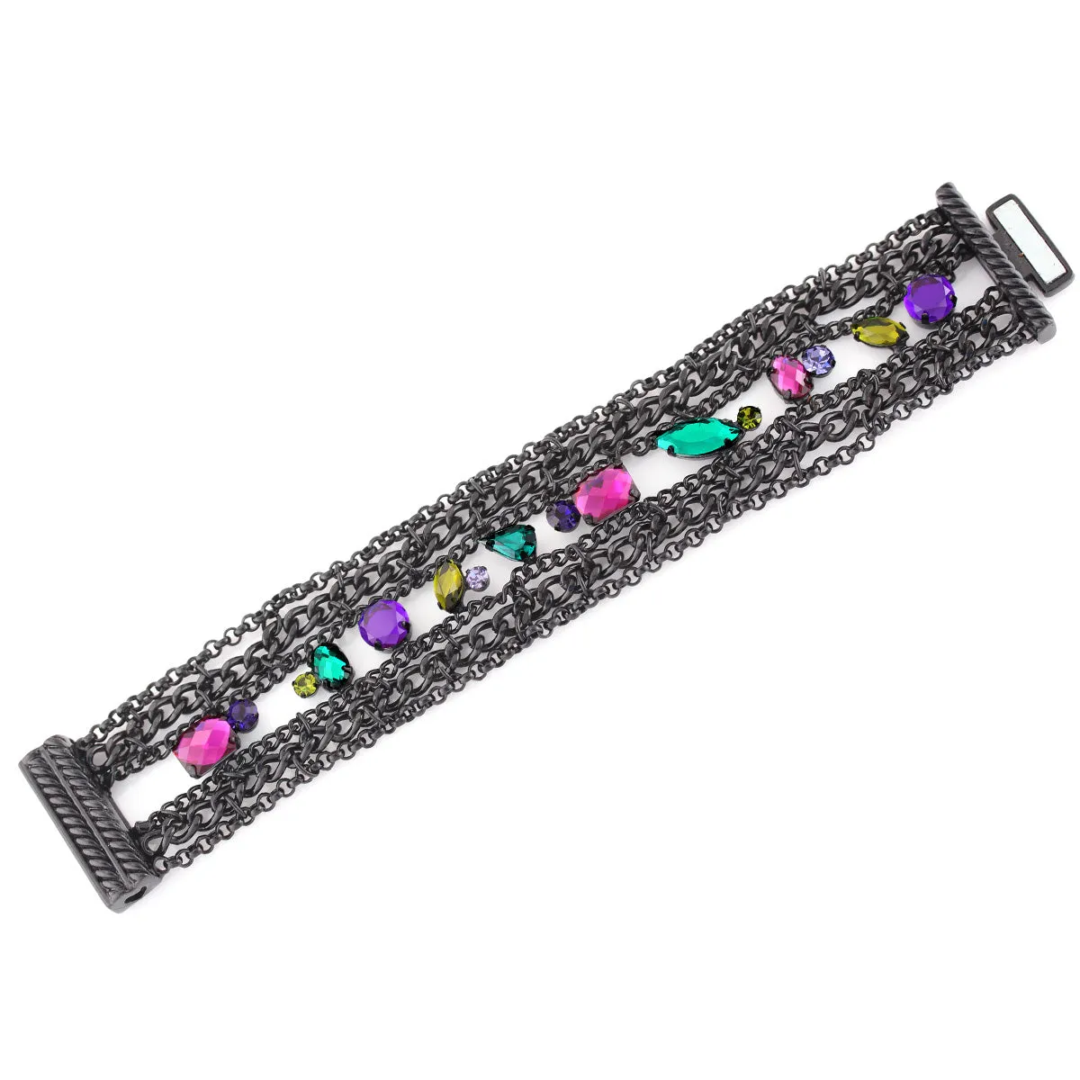 MULTI COLOR CRYSTAL BLACK WRAP AROUND  BRACELETS #256MT2201 (1D11/7C1)