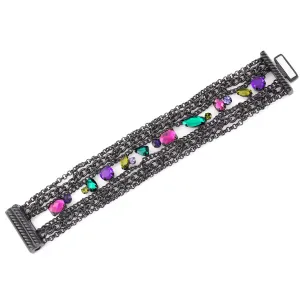 MULTI COLOR CRYSTAL BLACK WRAP AROUND  BRACELETS #256MT2201 (1D11/7C1)