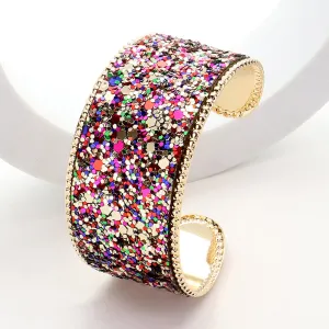 Multi-Color Glitter Fun Fashion Cuff Bracelet | Outfit of Choice Bracelet |  644065