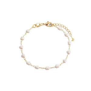 Multi Pearl Heart Chain Bracelet