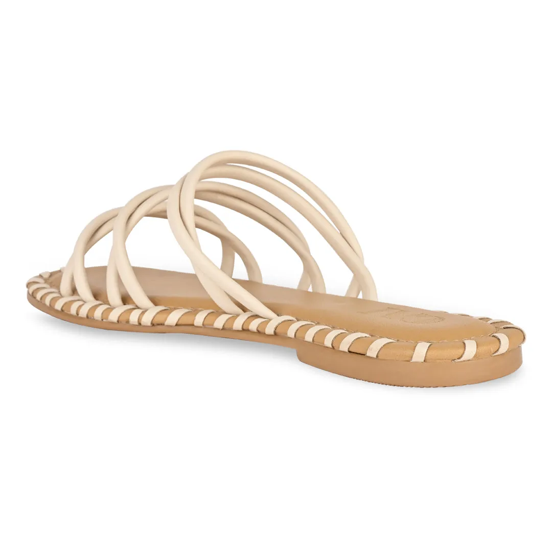 Multistrapped Cream and Tan Flats
