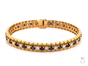 Natural Sapphire and Diamond Tennis Bracelet