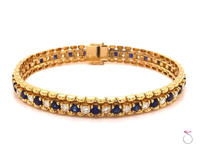 Natural Sapphire and Diamond Tennis Bracelet