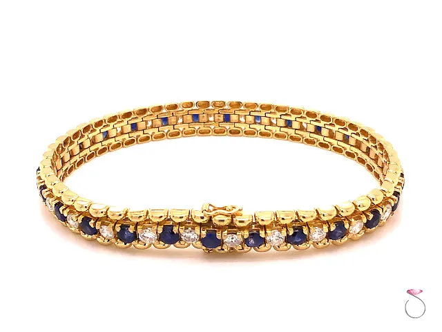 Natural Sapphire and Diamond Tennis Bracelet