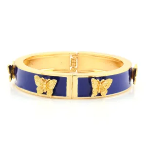 NAVY ENAMEL BUTTERFLY HINGED BRACELETS #SA-98111 GLD NAV (031314-57-58)