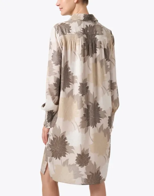 Neutral Floral Print Dress