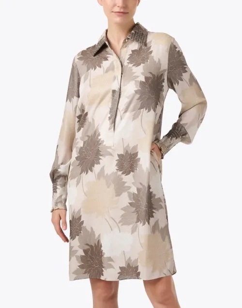 Neutral Floral Print Dress
