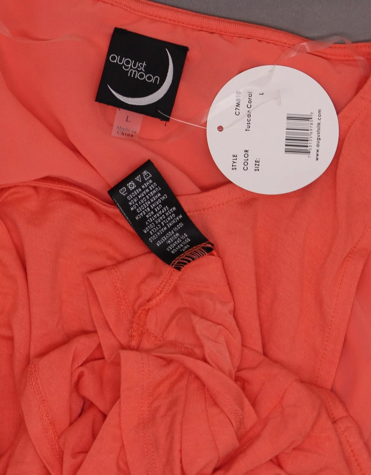 NWT August Moon Women's Cross Back Hi-Lo Hem Tank Coral Orange Large
