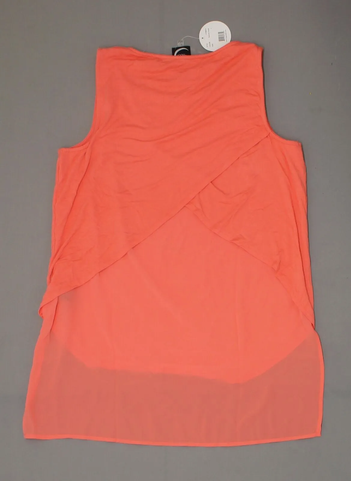 NWT August Moon Women's Cross Back Hi-Lo Hem Tank Coral Orange Large
