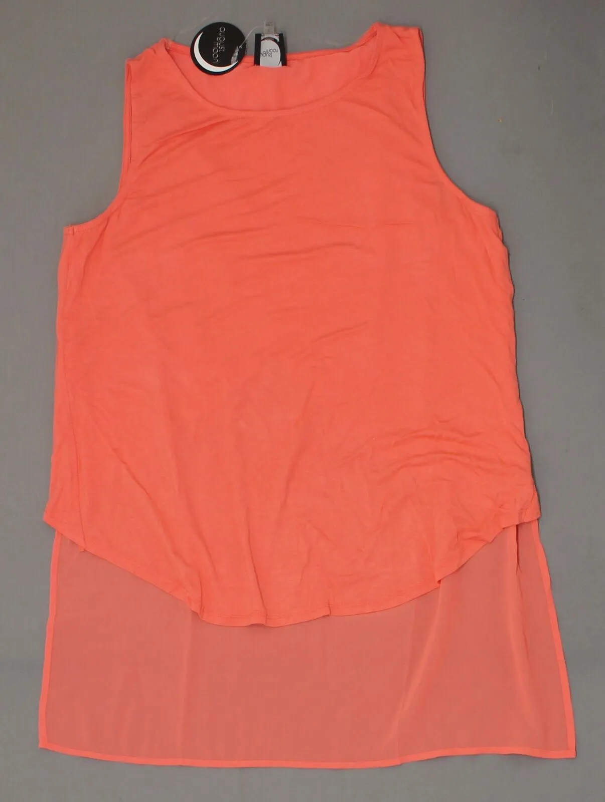 NWT August Moon Women's Cross Back Hi-Lo Hem Tank Coral Orange Large