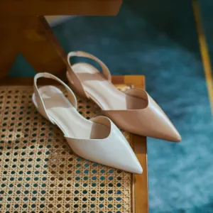 Off-White Pointed Toe Slingback Flats #001011C