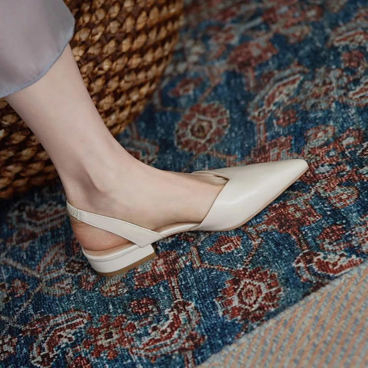 Off-White Pointed Toe Slingback Flats #001011C