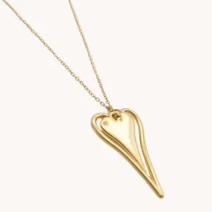 Open & Mini Hourglass Heart Fine Chain Necklace, Gold