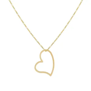Open Heart Figaro Necklace 14K
