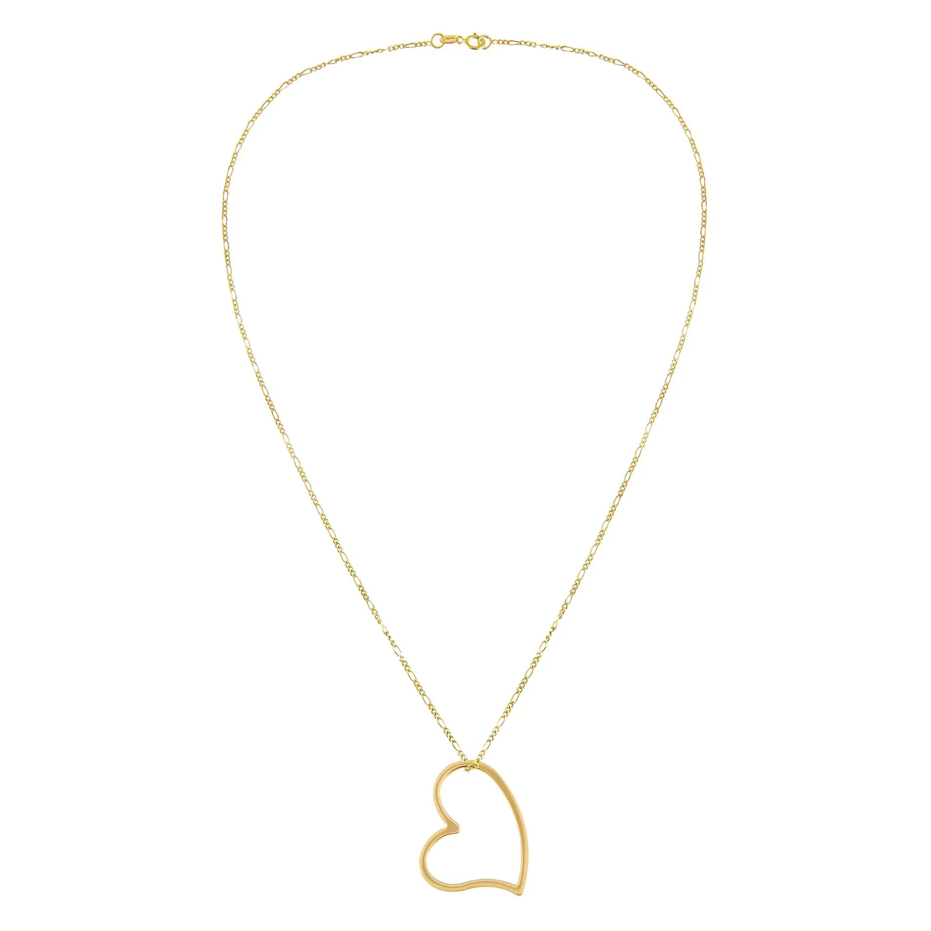 Open Heart Figaro Necklace 14K