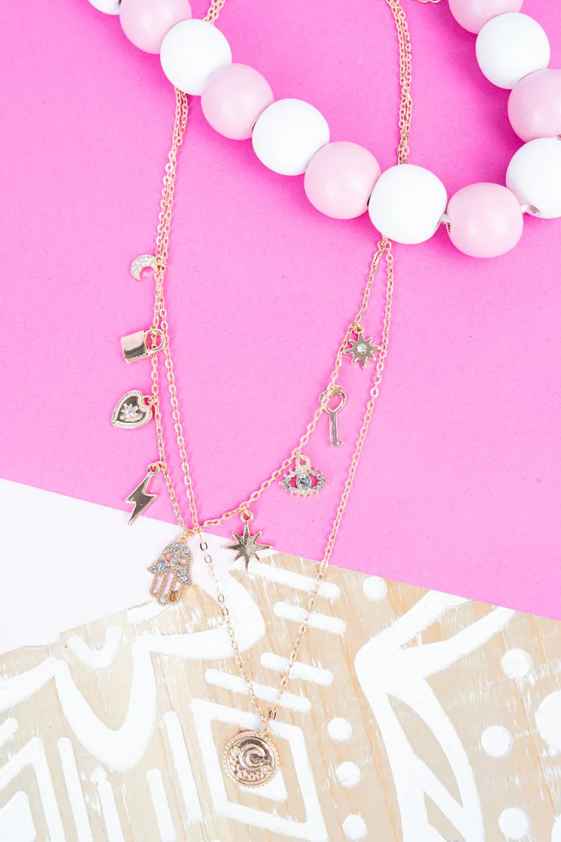Open Minded Meditation Layered Goldtone Necklace