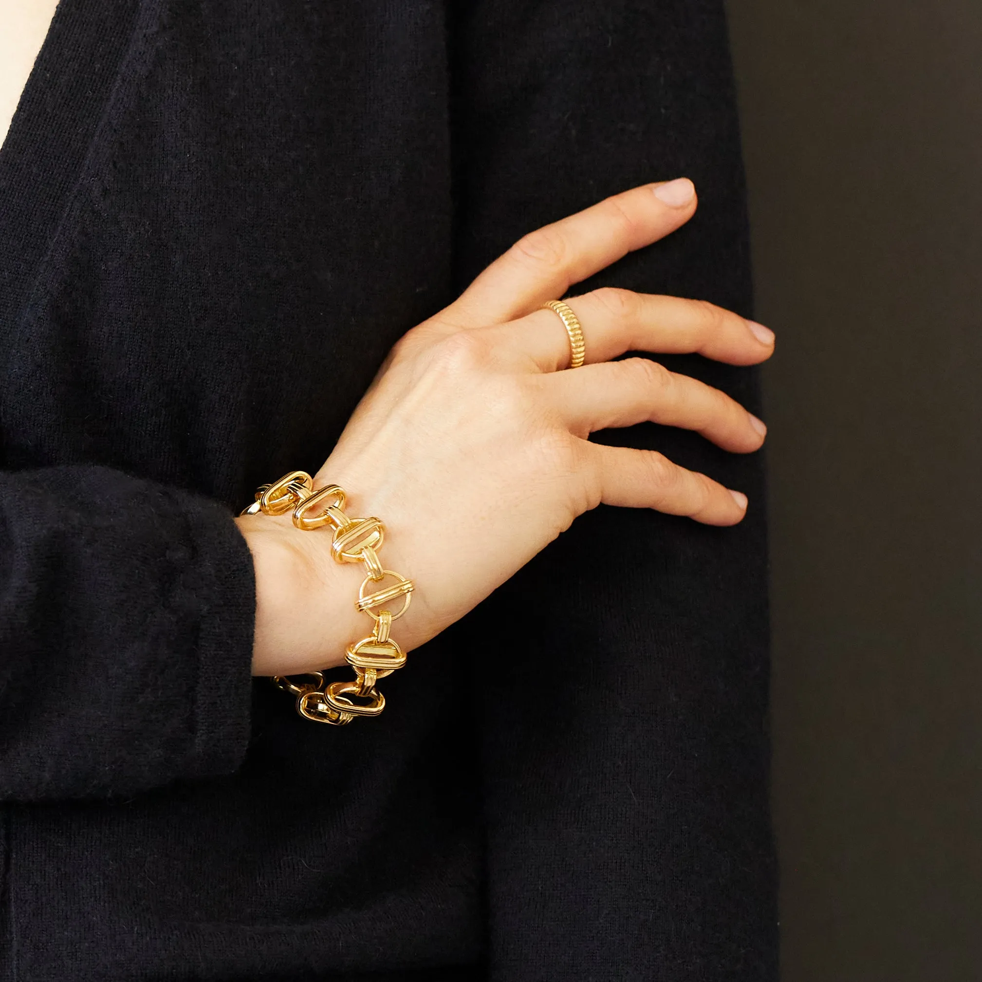 Orbit Link Chain Bracelet 18K Yellow Gold, 7.25"