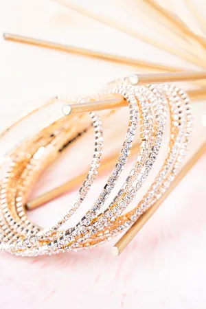 Out On The Town Clear 2mm Goldtone Tennis Bracelet Set