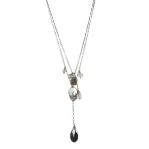 OXIDIZED SILVER BLACK AND GRAY BEADS LAYERED  NECKLACES #219BK1201 (1C7/1C13)