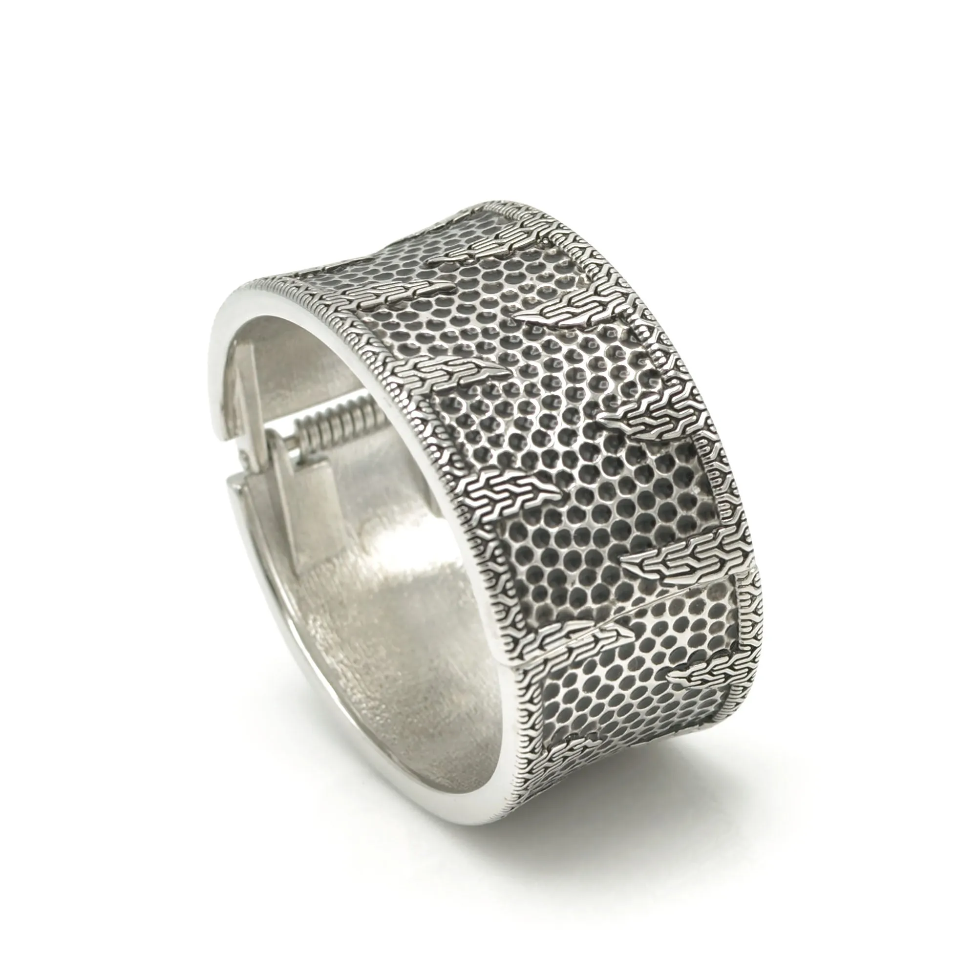 OXIDIZED SILVER PLATED HINGED BRACELET #FW-B7887S