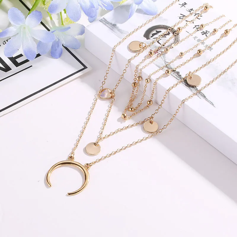 Pack Of 2 Layered Stars Half Moon and Earth Pendant