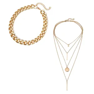 Pack of 2 Star Coin Line & Touch of Gold Chunky Chain Pendant