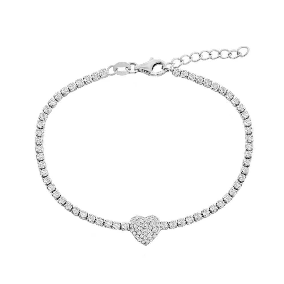 Pave Heart Tennis Bracelet