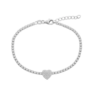 Pave Heart Tennis Bracelet